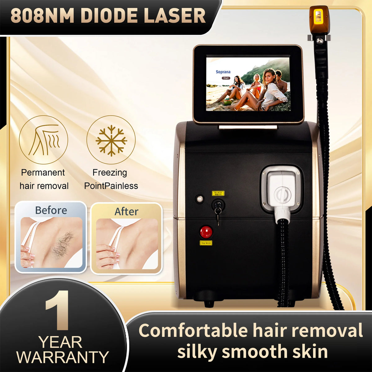 Depiladora Láser de Diodo de Platino Profesional de 5000W, Depilación Corporal Permanente e Indolora, Máquina de Belleza para Mujeres