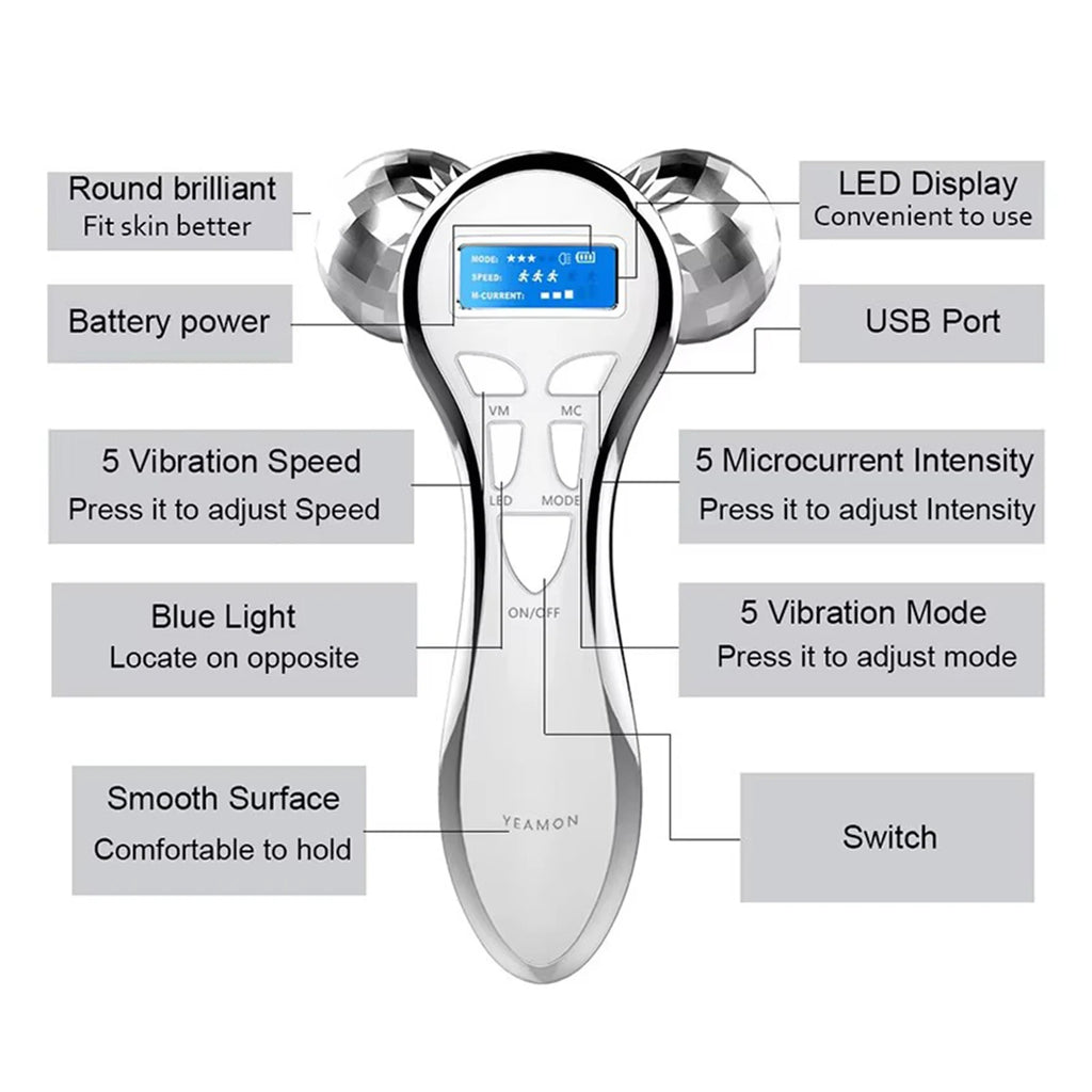 NUEVO Instrumento Eléctrico de Belleza Facial, Rodillo Masajeador de Microcorriente para Lifting Facial, Máquina EMS para Reafirmar la Piel, Dispositivo de Belleza Facial en V