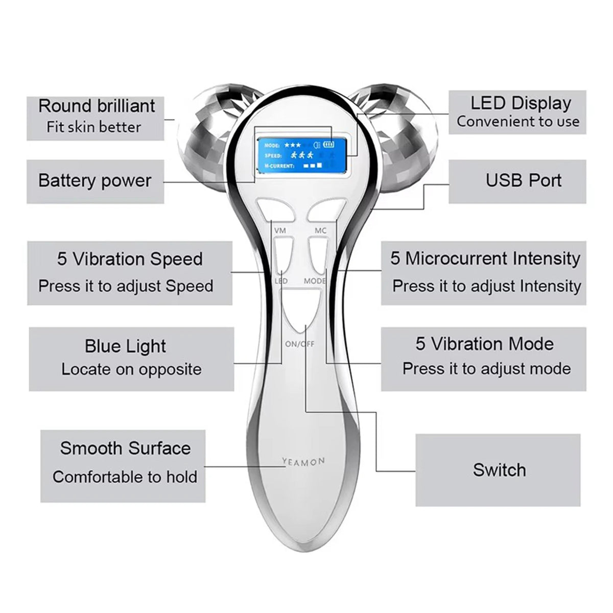 NUEVO Instrumento Eléctrico de Belleza Facial, Rodillo Masajeador de Microcorriente para Lifting Facial, Máquina EMS para Reafirmar la Piel, Dispositivo de Belleza Facial en V