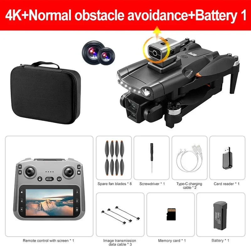 Kit del dron 4K: estuche negro, control con pantalla y batería incluida