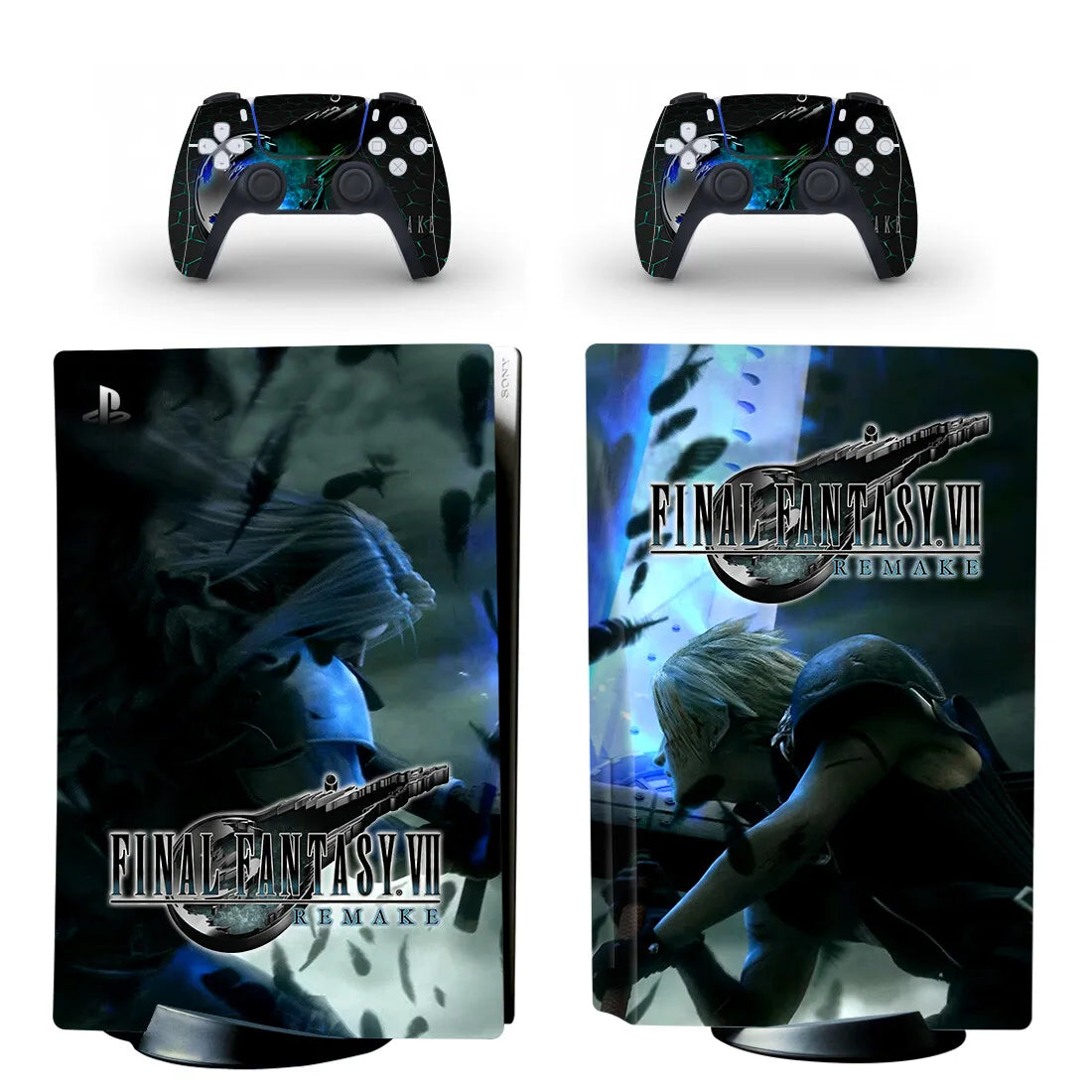 Adhesivo protector de vinilo para consola PS5 y 2 mandos, diseño de Final Fantasy (versión disco)