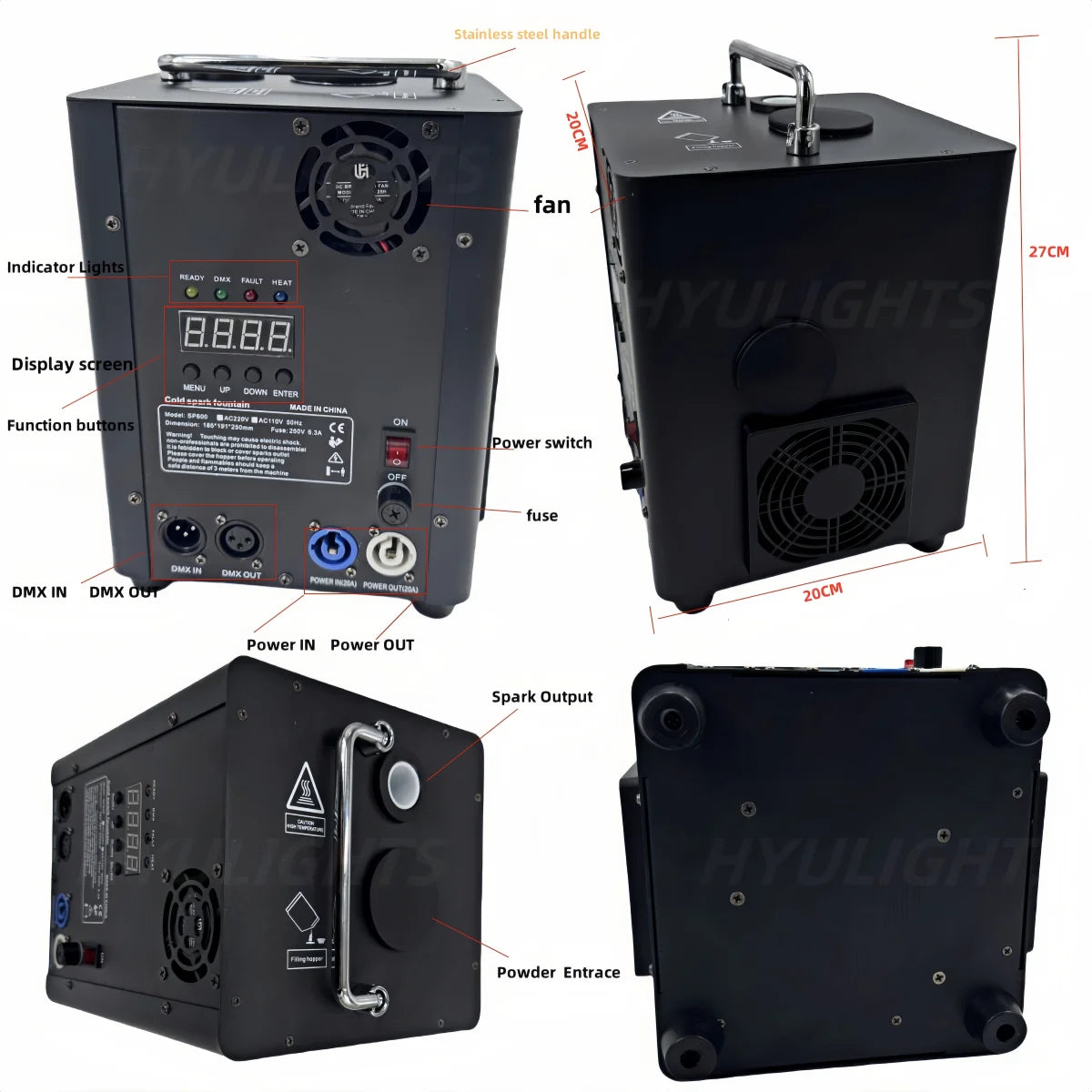 Máquina de chispa fría TI de 700W, máquina de chispa de polvo Ti, control remoto DMX, fuegos artificiales fríos inalámbricos, espectáculo de fiesta de boda, DJ, discoteca, escenario