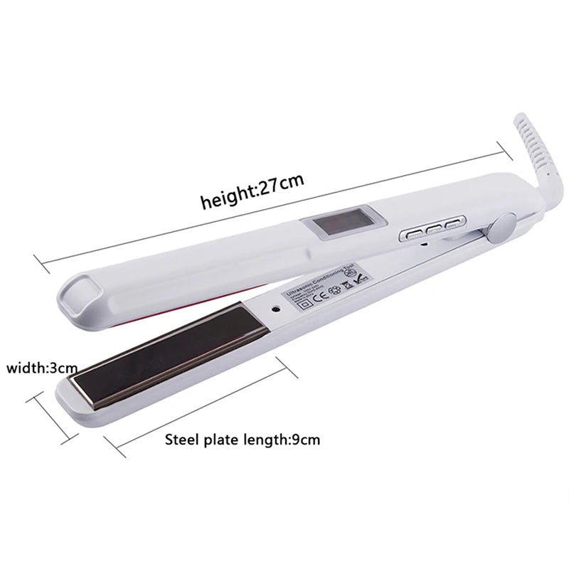 Plancha de Pelo Profesional con Ultrasonido e Infrarrojos para el Cuidado del Cabello Frío, Repara el Cabello Dañado, Encrespado y Seco, Herramienta de Estilizado