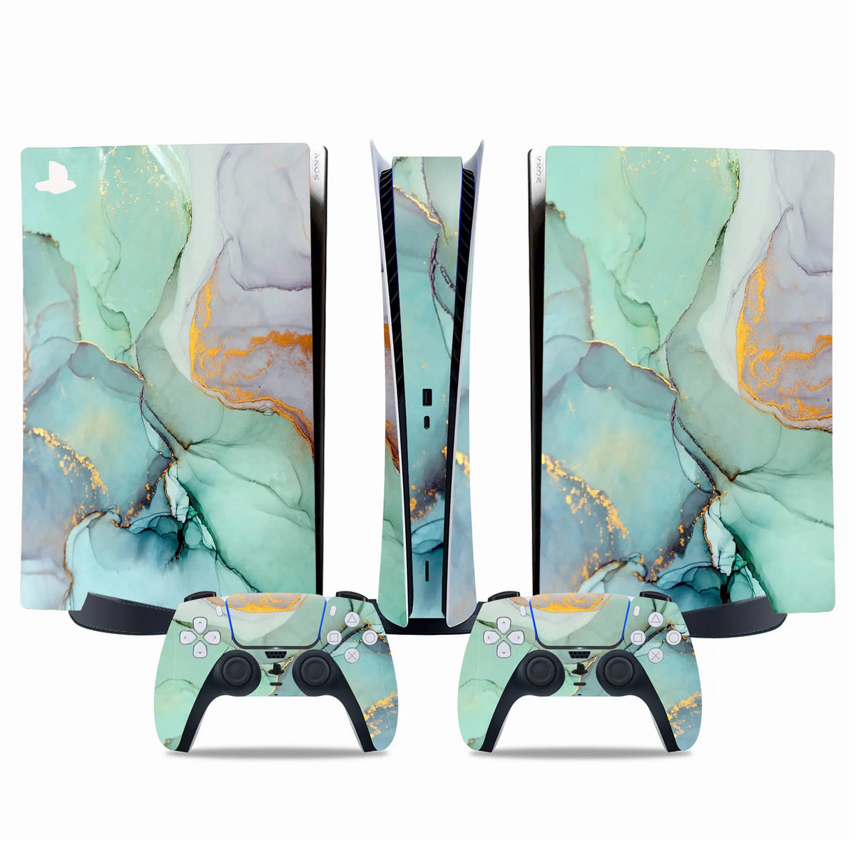 Skin Sticker for PS5 Digital Decorative Vinyl Decal Full Cover Wrap for Game Console and 2 Controllers