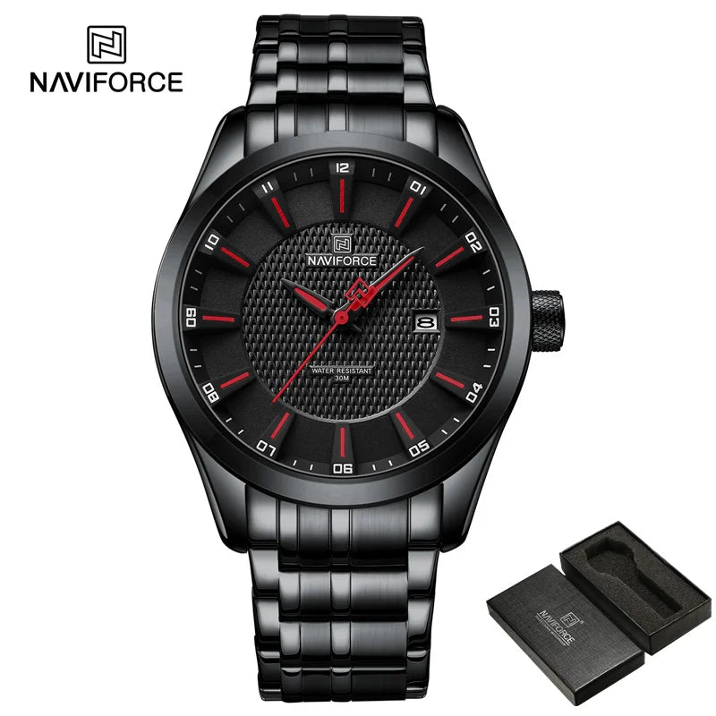 Reloj de pulsera para hombre NAVIFORCE, marca de lujo, fecha automática, reloj de negocios para hombre, acero inoxidable, deportivo, militar, reloj original para hombre 8032