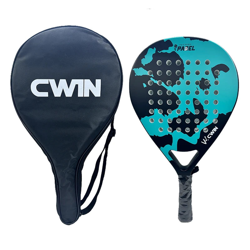 Raqueta de Pádel CWIN Serie Camo, Fibra de Carbono Completa, Núcleo de EVA de 3.6cm, Ideal para Principiantes, con Bolsa Protectora