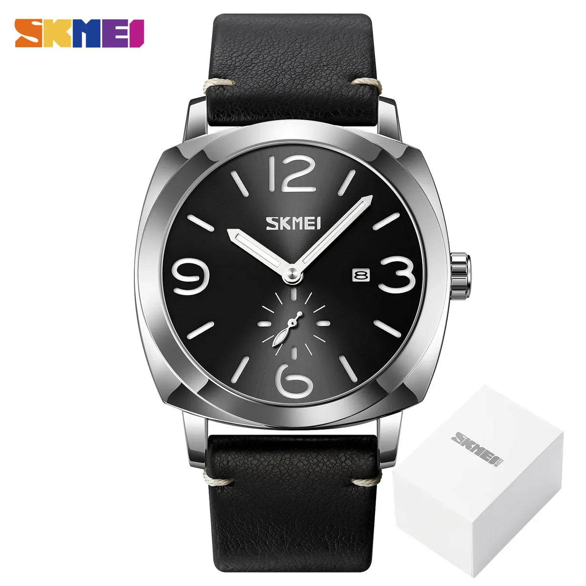 Reloj de pulsera de cuarzo para hombre SKMEI 9305, marca de lujo con correa de cuero auténtico, sencillo, con fecha y hora, reloj deportivo para hombre