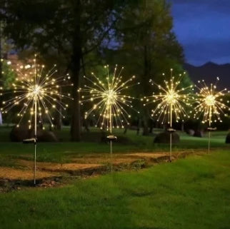 Luz LED Solar de fuegos artificiales, alambre de cobre, luces navideñas, camino de césped, decoración de jardín, 1 Uds.