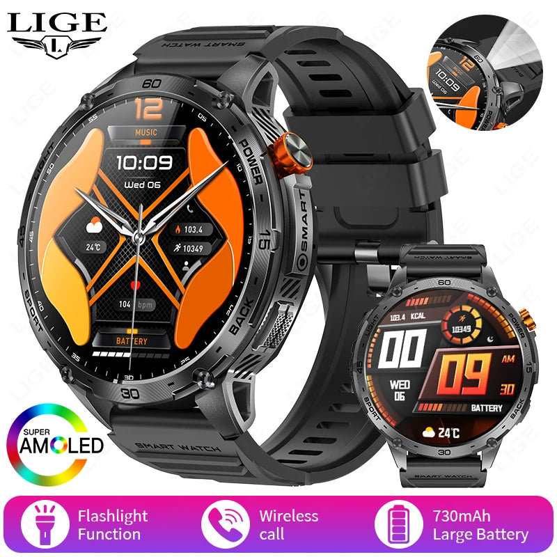Reloj inteligente para hombre 2026, nuevo para Android e iOS, deportivo, para exteriores, con batería grande de 730 mAh, llamadas Bluetooth y pantalla AMOLED Ultra HD de 1,75"