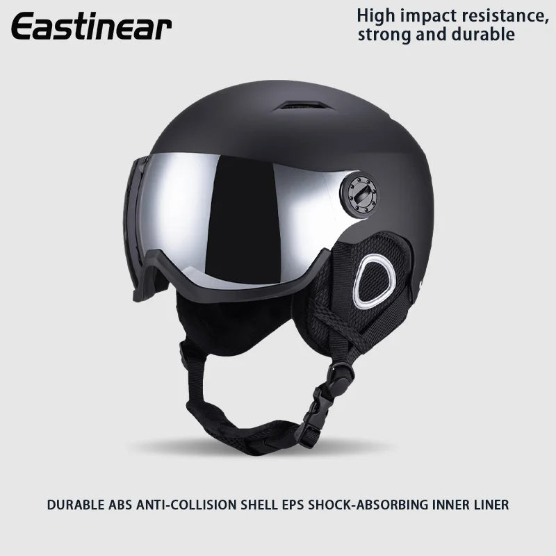 Eastinear 2024 nuevo casco de esquí profesional al aire libre gorra de espejo anticolisión cálida equipo de esquí integrado para hombres y mujeres