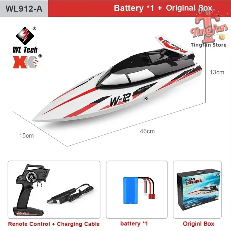 Lancha teledirigida WLtoys WL916 WL912-A de 2.4 GHz, 55 km/h, lancha de carreras de alta velocidad sin escobillas, juguete de lancha rápida con control remoto de 2200 mAh para niños