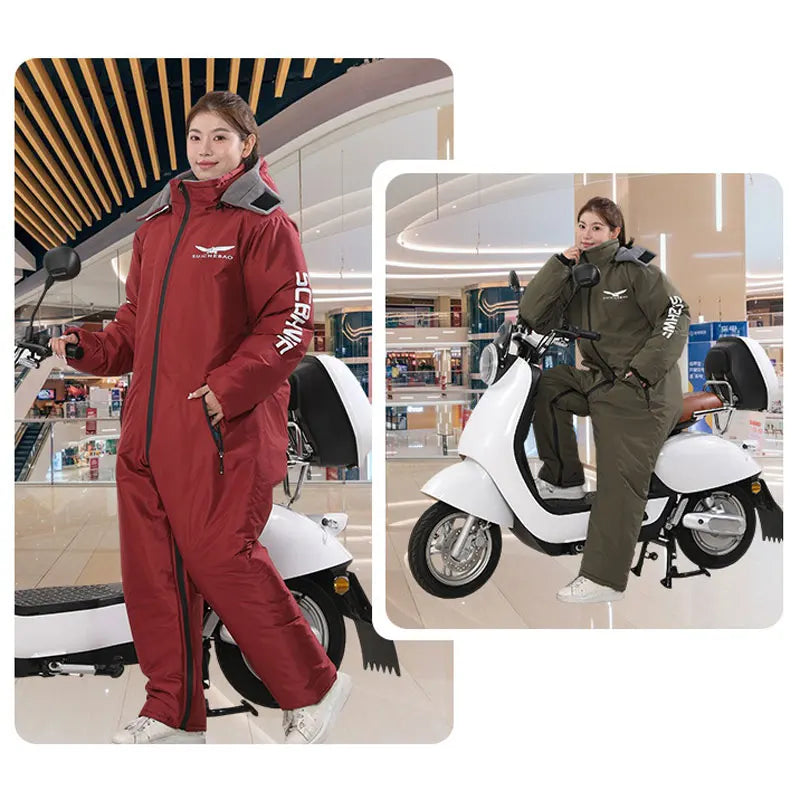 Traje Impermeable y Cortavientos para Motociclismo de Invierno, Todo en Uno, Ropa Cálida y Gruesa de Felpa, Ropa a Prueba de Frío, Trajes de Esquí