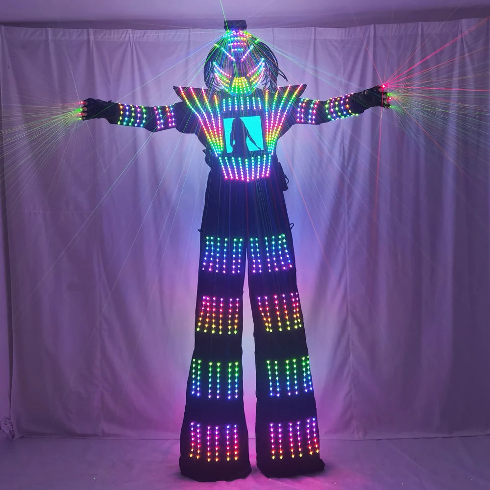 Traje de robot LED futurista mejorado 2026 con luces para espectáculos en festivales y eventos