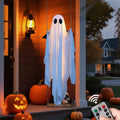 Decoraciones de Halloween para Exteriores, Fantasmas Luminosos Colgantes con Luces de Cadena, Adorno de Fantasma Brillante para Jardín