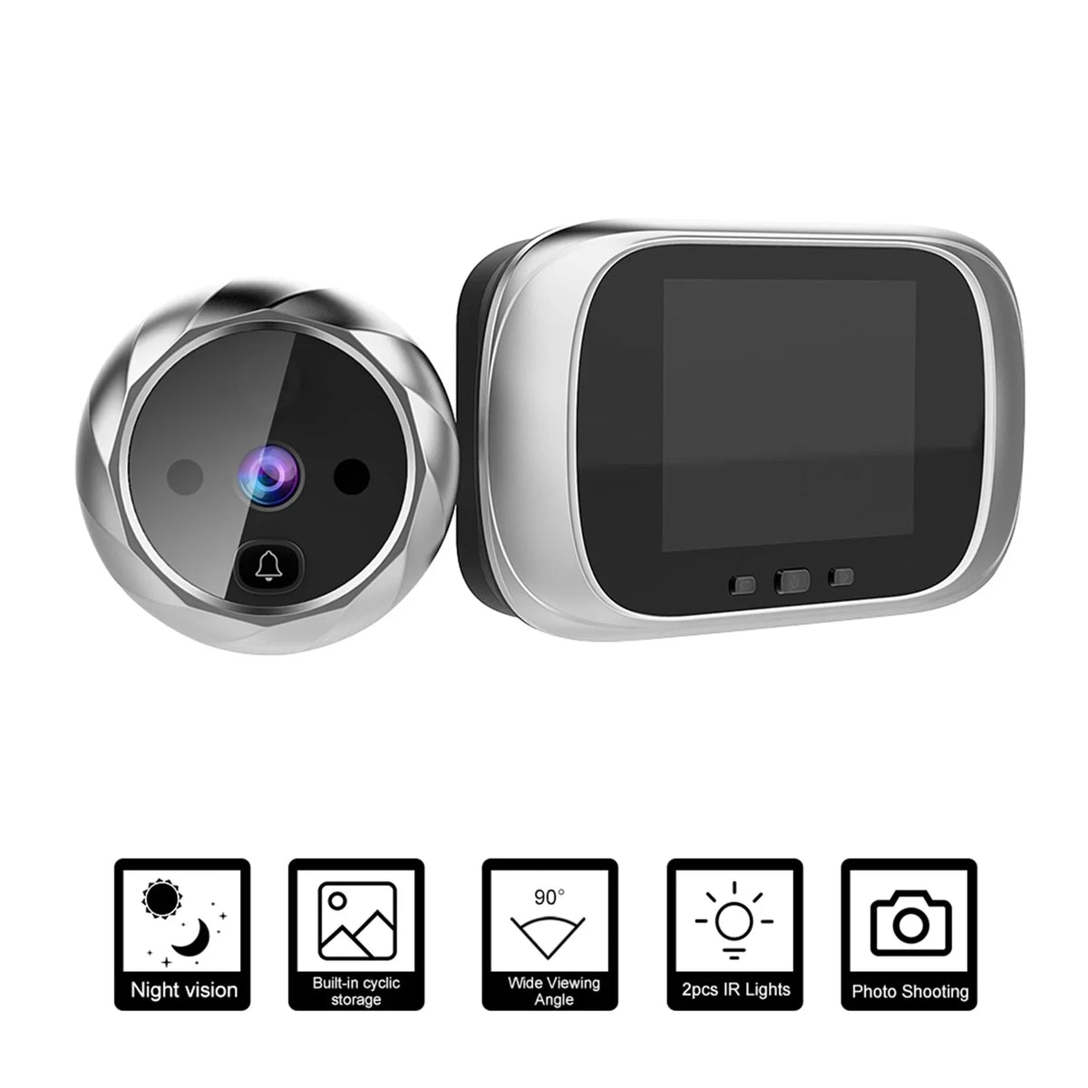 Visor de puerta Digital, mirilla, cámara de puerta, timbre, visión nocturna de 2,8 pulgadas, sesión de fotos, monitoreo de puerta Digital para seguridad del hogar