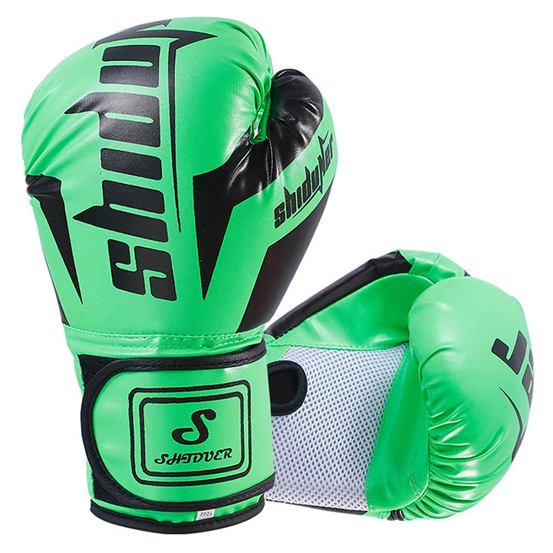 6/10 Oz PU transpirable niños adultos profesional Sanda Muay Thai Taekwondo guantes de boxeo transpirables neutros