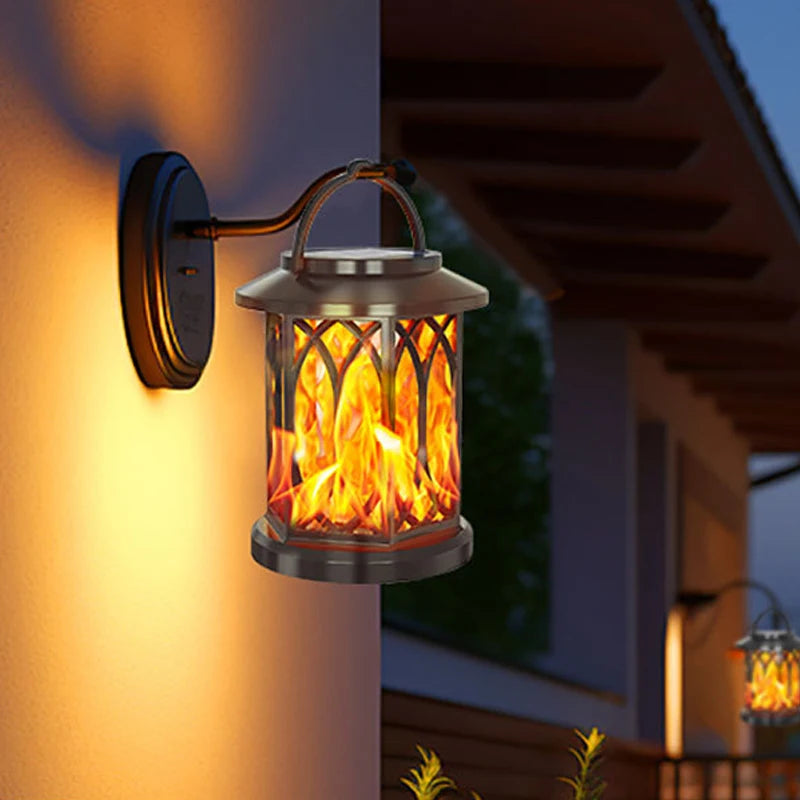 Linterna solar de llama danzante, lámpara solar de llama para exteriores, linterna con clip, lámpara colgante de paisaje, farola de alta potencia, luces para patio