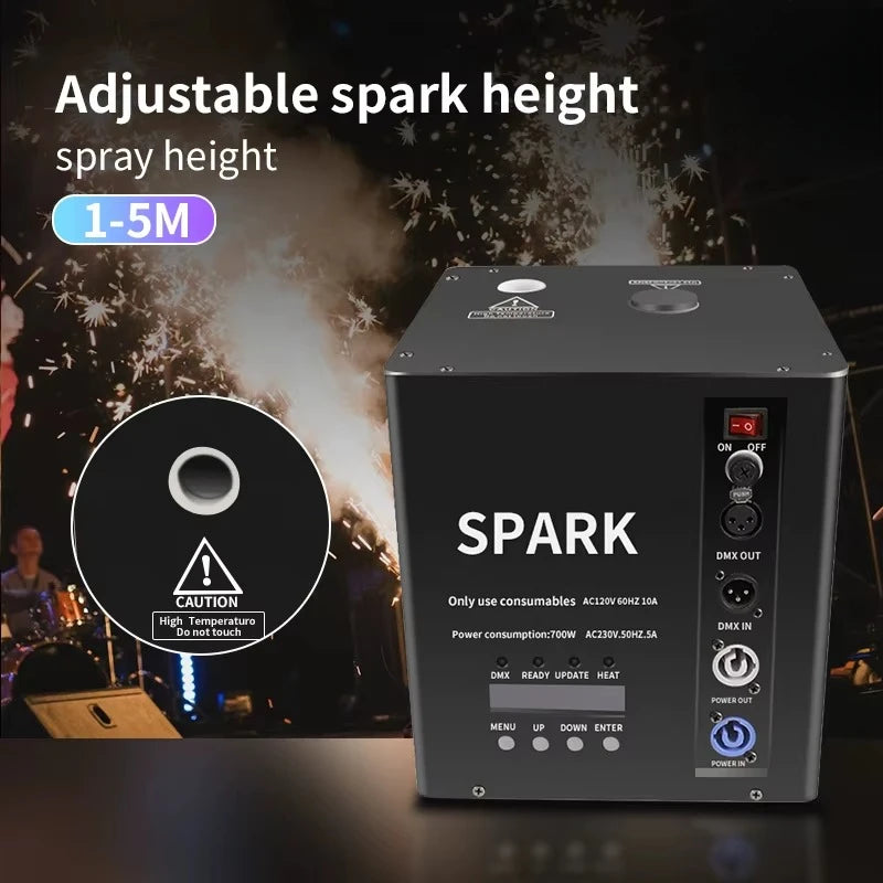 Máquina de Chispas Frías de 700W con Control Remoto DMX, Equipo de Efectos de Chispas con Estuche de Transporte para Decoración de Ambiente en Bodas, Celebraciones y Fiestas