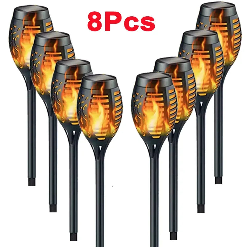 1/2/4/6/8/10 piezas de luces solares de antorcha con efecto de llama, parpadeantes, impermeables, para decoración de jardín, exteriores, césped, camino, patio, lámparas de pie