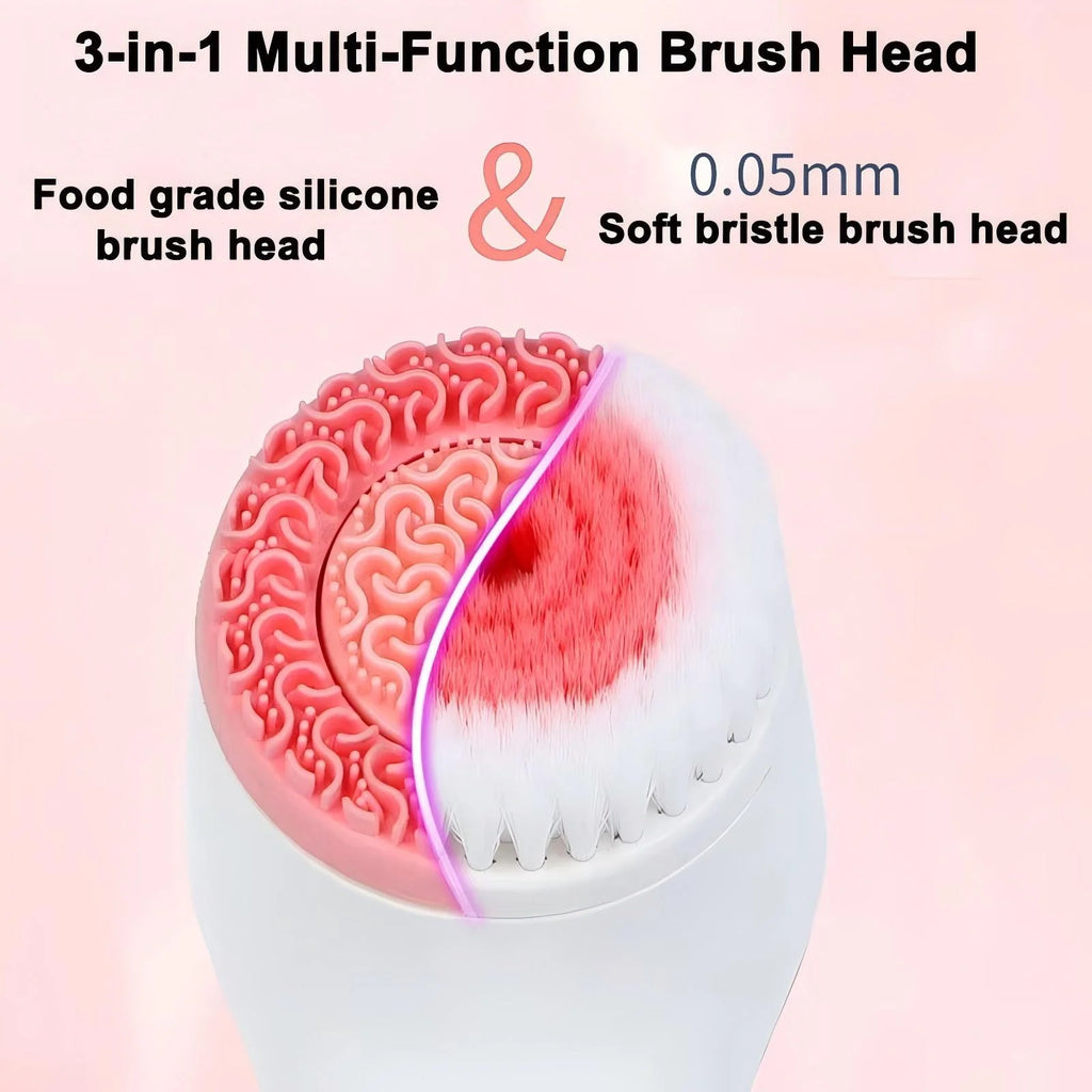 Cepillo de Limpieza Facial Eléctrico Ultrasónico 3 en 1, Masajeador Facial Giratorio Sónico, Herramienta de Limpieza Profunda para el Cuidado de la Piel