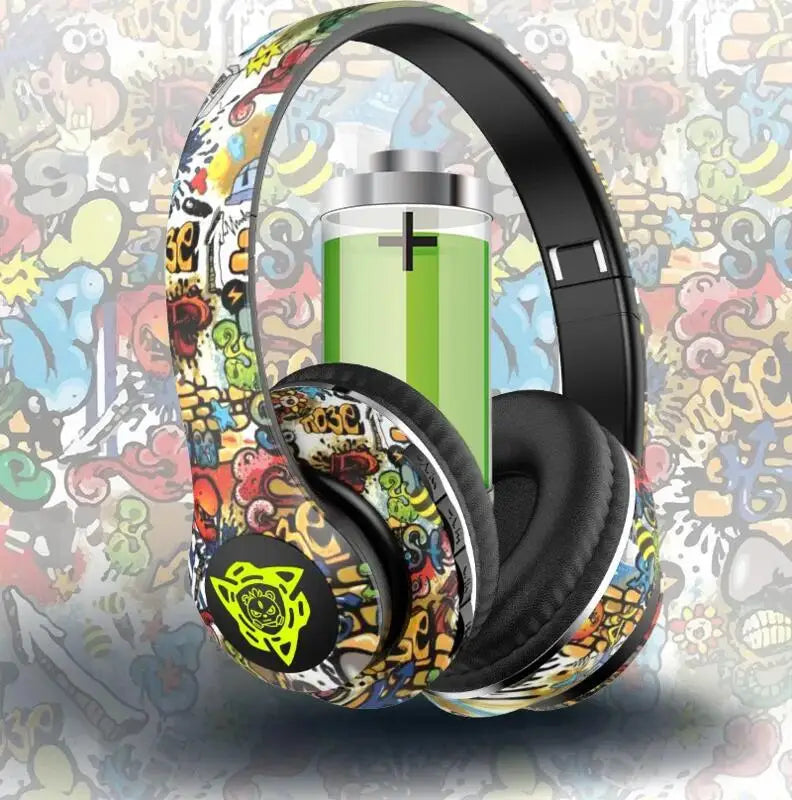 Nuevos Auriculares LED Estilo Graffiti con Bluetooth, Cableados e Inalámbricos de Doble Uso, Plegables, con Bajos Potentes, HIFI Estéreo, para Música y Deporte