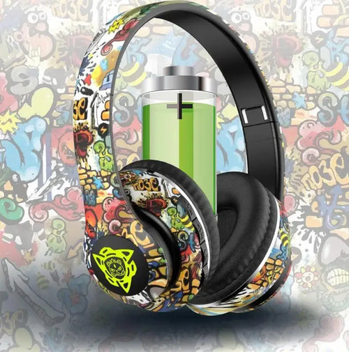 Nuevos Auriculares LED Estilo Graffiti con Bluetooth, Cableados e Inalámbricos de Doble Uso, Plegables, con Bajos Potentes, HIFI Estéreo, para Música y Deporte