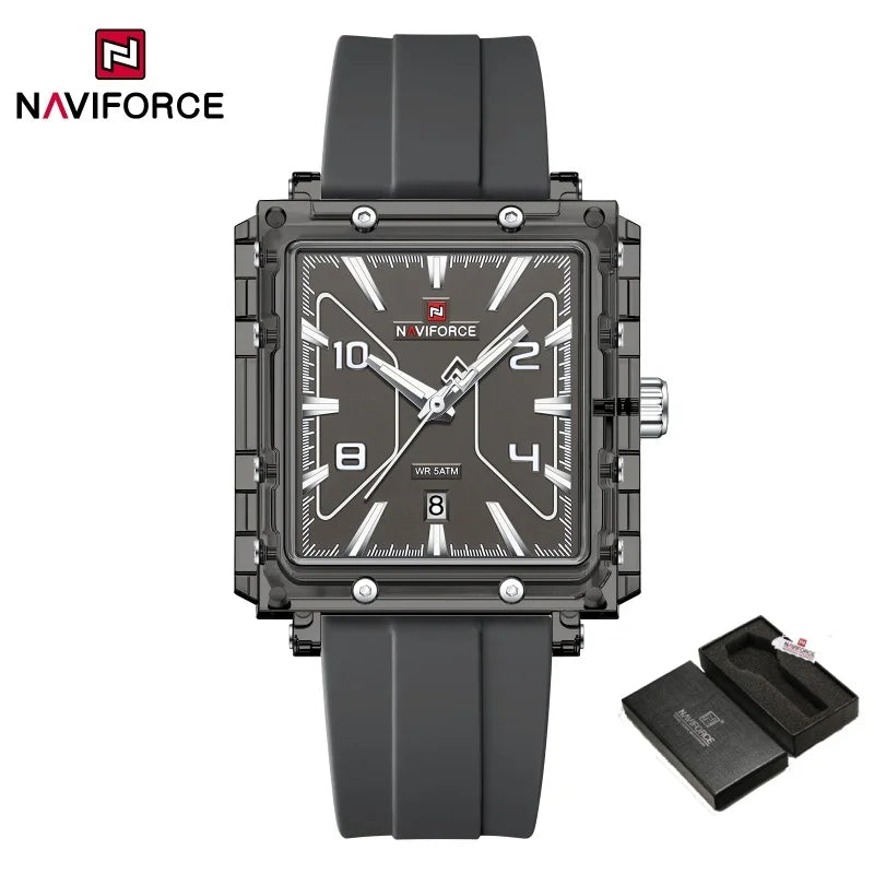 Reloj de cuarzo para hombre NAVIFORCE de alta calidad, resistente al agua 50M, deportivo, con visualización de fecha, correa de silicona y manecillas luminosas, regalo para chico, Reloj Hombre