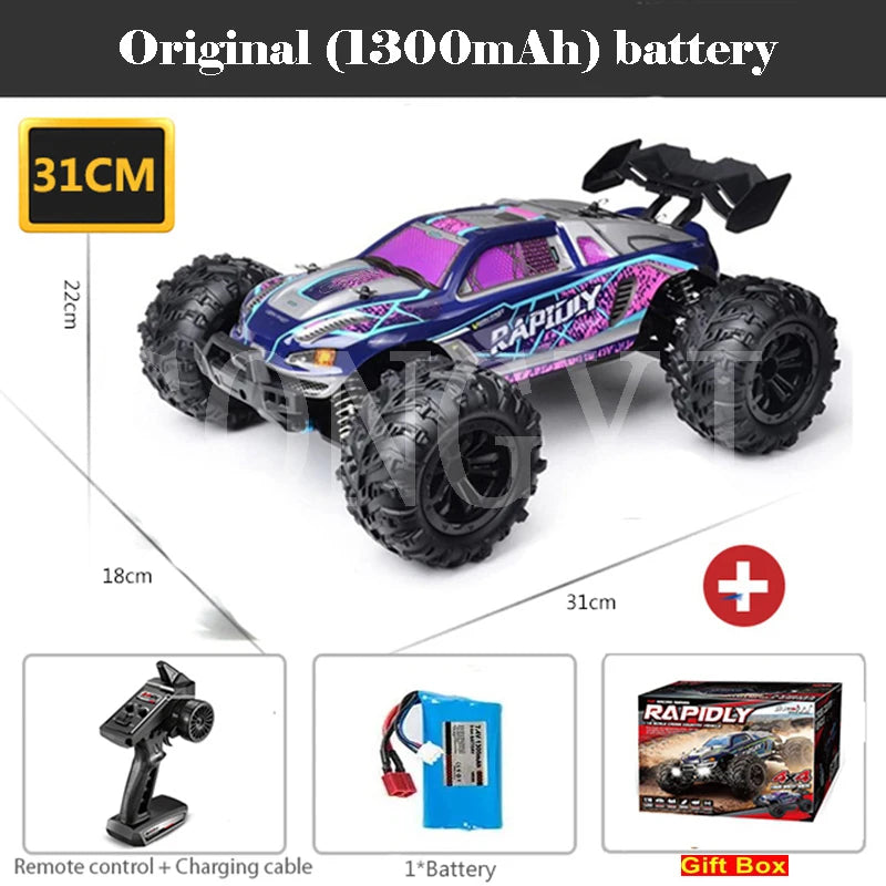 Coches RC de 50 u 80 km/h, escala 1/16, todoterreno, derrape, 4WD con LED, control remoto 2.4G, camión monstruo impermeable, regalo de juguete para adultos y niños