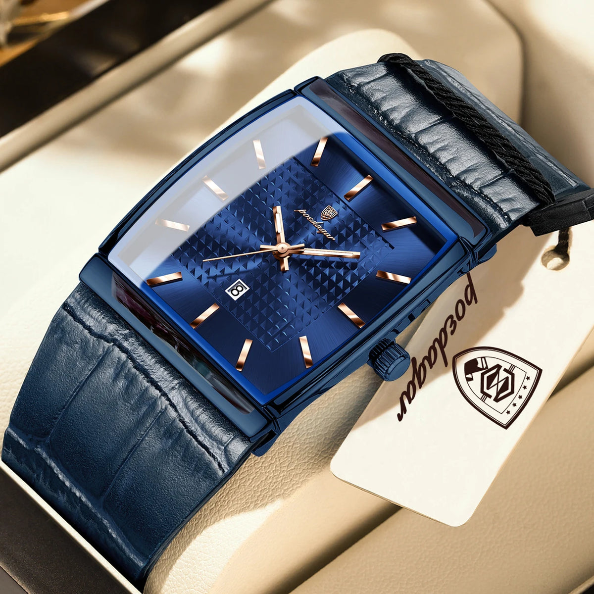 Reloj de pulsera para hombre POEDAGAR de alta calidad, estilo ejecutivo, con fecha, resistente al agua, luminoso y de cuarzo con correa de piel.