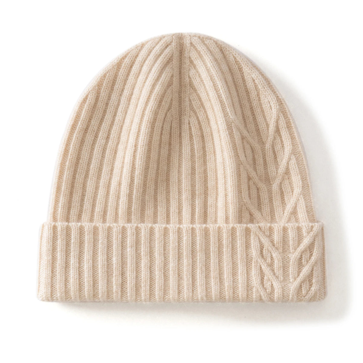 Gorros de Cachemira de calidad 100% para mujer, gorro de invierno para mantener el calor al aire libre, gorros de punto acanalados informales, gorros con calavera de Color sólido para mujer