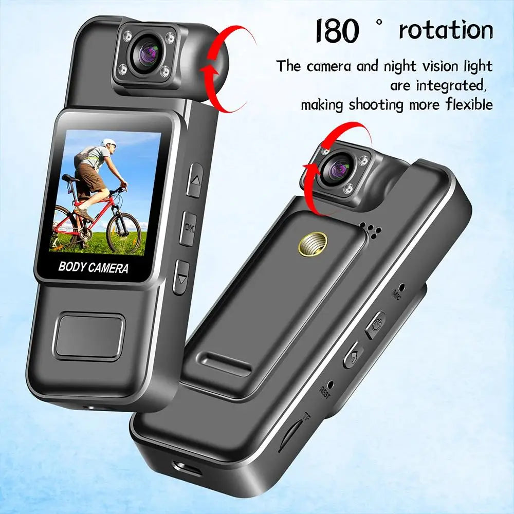 Cámara Corporal 4K Ultra HD, Mini Cámara Portátil con Visión Nocturna, 180° °   Lente Giratoria, Larga Duración de Batería, Grabación de Video
