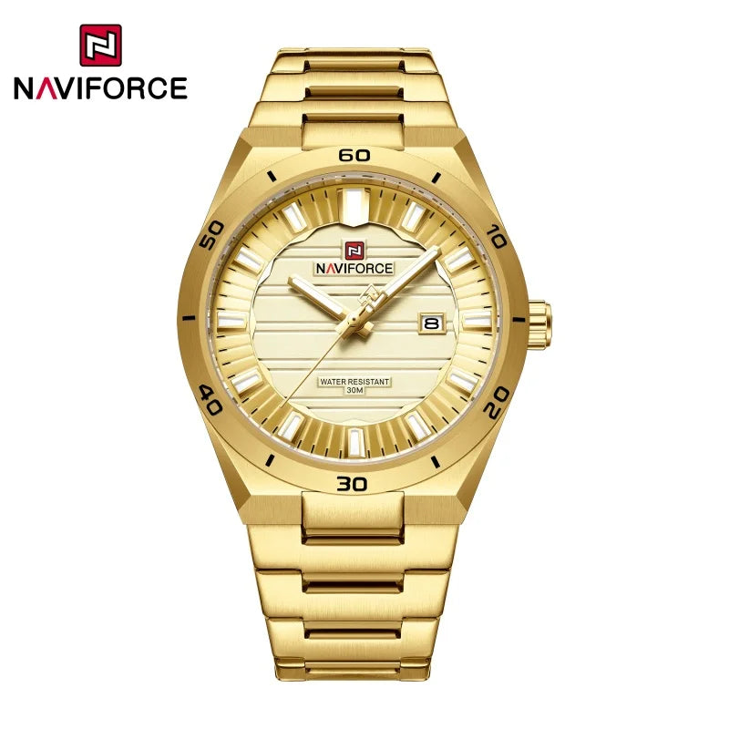 Reloj de cuarzo para hombre NAVIFORCE, original, resistente al agua, reloj de pulsera para hombre, correa de acero, cuarzo, visualización de fecha, luminoso, reloj de moda para hombre
