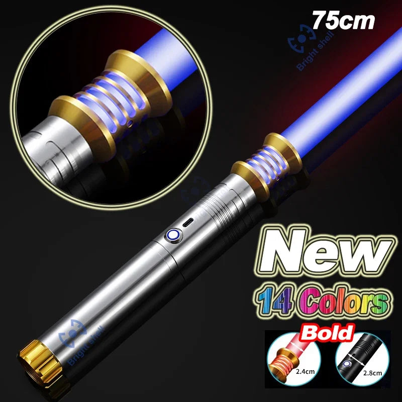 Juguete de sable de luz láser de metal, sable de luz RGB con 15 cambios de color, sonidos, efectos Force FX, FOC, juguete bláster, regalo de espada láser Jedi