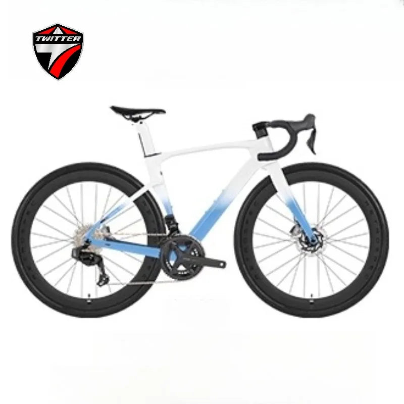 Bicicleta de carretera de fibra de carbono TWITTER Gravel V3, velocidad variable electrónica SENTYEH, ES7000-1*13 velocidades, frenos de disco hidráulicos, bicicleta de gravel