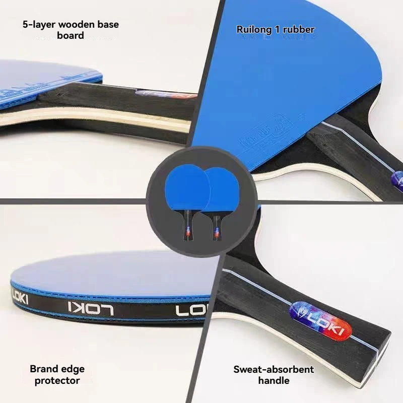 Juego de 2 raquetas de tenis de mesa Loki K5000 profesionales, juego de palas de Ping Pong originales con 2 bolas y bolsa de almacenamiento para principiantes