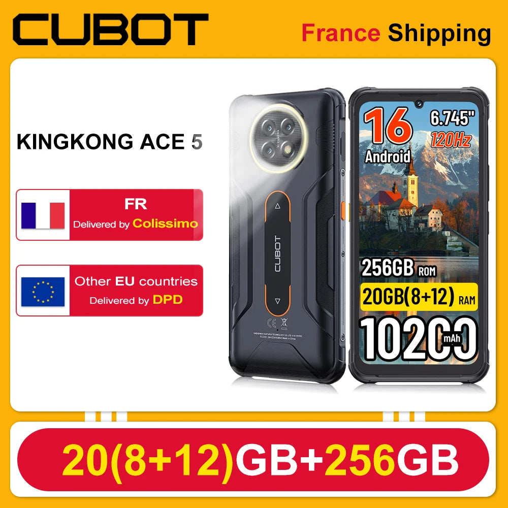 [Envío desde Francia] Smartphone resistente Cubot KingKong ACE 5 20 GB (8+12) RAM 256 GB ROM Android 16 10200 mAh 6,745" 120 Hz NFC