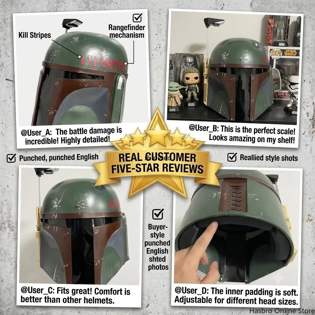 SW Boba Fett Helmet 1:1 Roleplay Collectible Halloween Cosplay Mask Props Cos Helmet Toys for Birthday Christmas Gift TK002