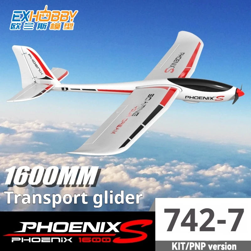Volantex - Avión Eléctrico de Control Remoto de 1600 mm, Modelo de Ala Fija con Envergadura de 1.6 m, Planeador 742-7, Juguete RC de Espuma para Exteriores, Ensamblado, para Adultos