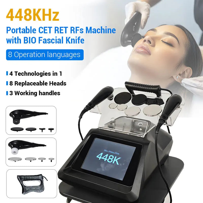 Máquina de Terapia TECAR Indiba 448kHz, Fasciotomo CET RET, Fisioterapia, Pérdida de Grasa, Masaje, Radiofrecuencia, Alivio del Dolor, Máquina para SPA