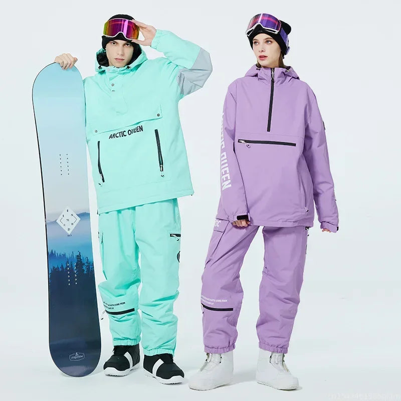 Conjuntos de Trajes de Nieve para Hombre y Mujer, Ropa de Snowboard, Ropa de Invierno para Exteriores, Sudadera con Capucha, Traje Impermeable, Chaqueta de Esquí + Pantalones