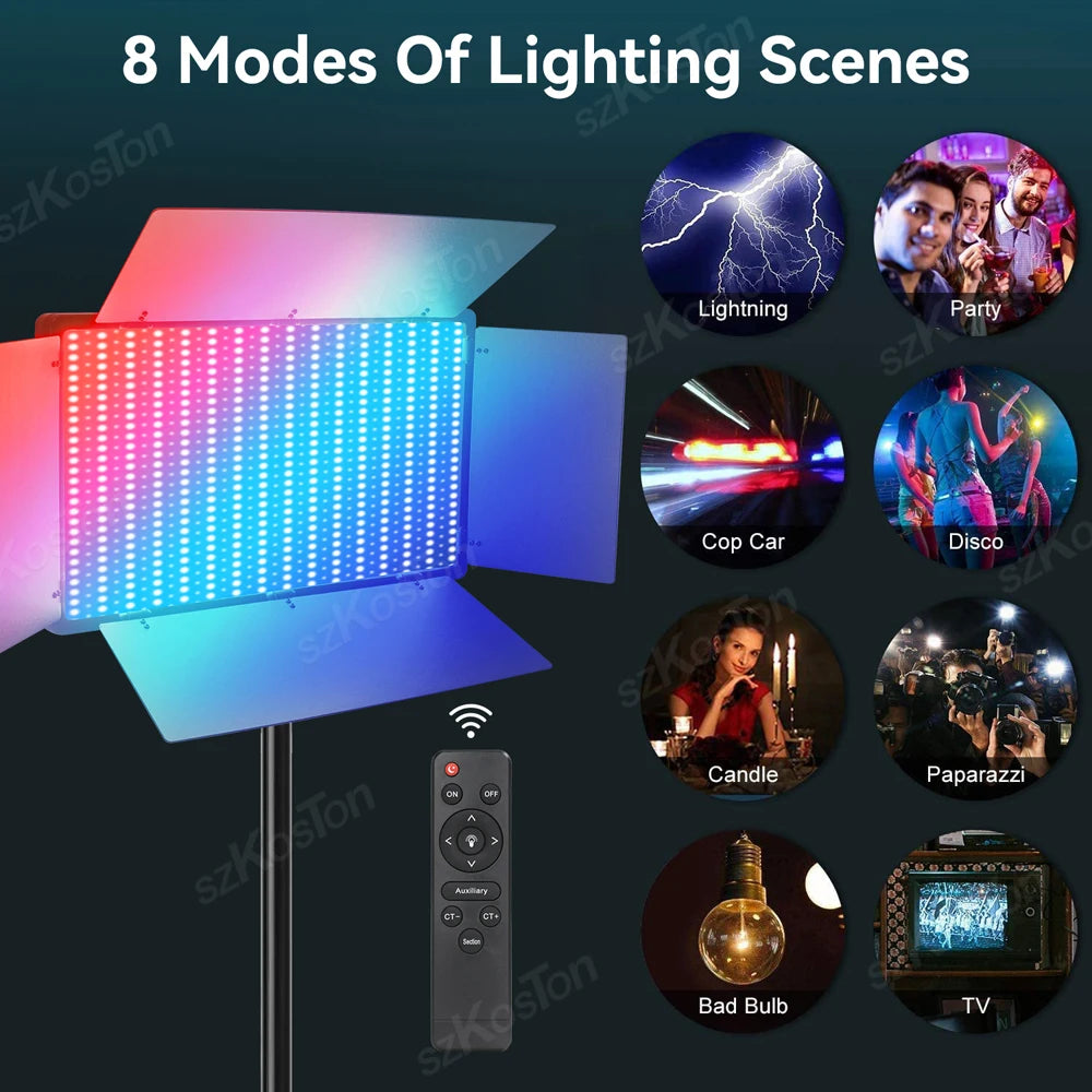 Kits de iluminación LED RGB para vídeo, lámpara de fotografía con soporte de luz de 78 pulgadas, batería de 8800mAh, 3200-5600K, para grabación de fotografía en YouTube
