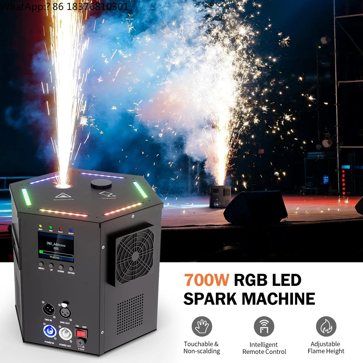 Nueva Máquina de Chispas Frías RGB de 700W con Control Remoto DMX, Equipo de Escenario con Efecto Especial de Fuegos Artificiales para DJ, Bodas, Eventos y Fiestas