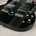 Guitarra Eléctrica SG Negra de Doble Mástil, 20 Trastes, Personalizada, 12+6 Cuerdas, Acabado Brillante, Envío Rápido