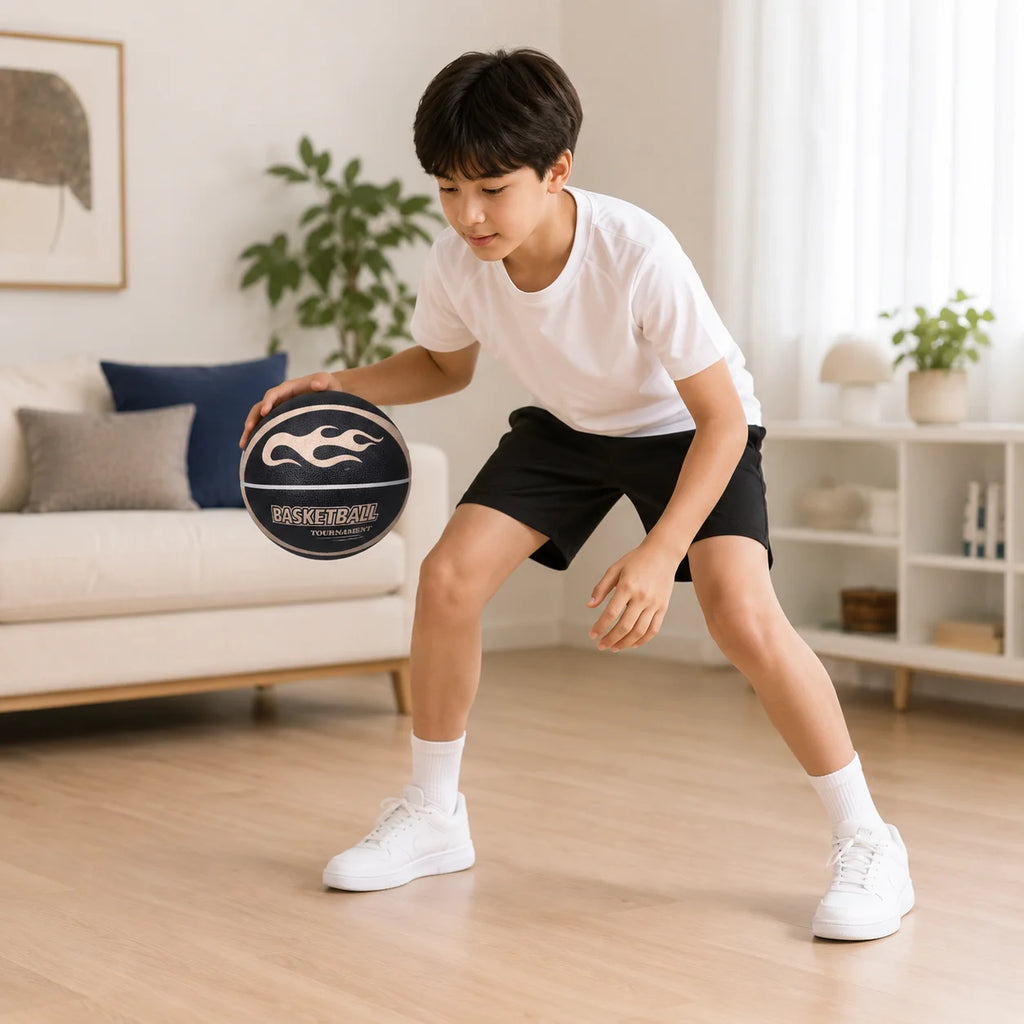 Balón de Baloncesto Silencioso para Interiores – Morado Talla 7, Agarre Suave, Antiruido, Entrenamiento para Niños y Adultos, Balón de Baloncesto de Goma Resistente para el Hogar e Interiores