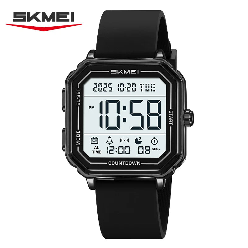 SKMEI 2559 Reloj deportivo de negocios casual con pantalla retroiluminada para hombre, cronógrafo digital, doble zona horaria, reloj de pulsera para hombre