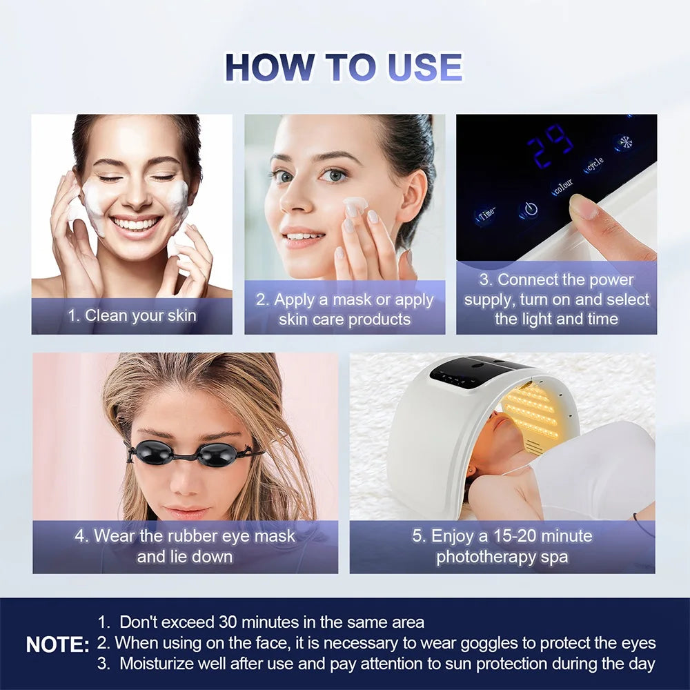 Máquina de Fotones LED de 7 Colores, Mascarilla Facial con Nano Spray, Rejuvenecimiento de la Piel, Cuidado del Acné, Dispositivo de Belleza para Salón, SPA y Uso Doméstico