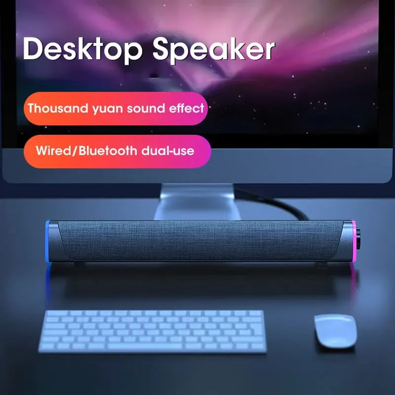 Barra de sonido de 2,1 canales con subwoofer, sistema de altavoces Bluetooth 5.0 para TV/PC, audio HD de graves estéreo alimentado por USB para computadora portátil/Macbook
