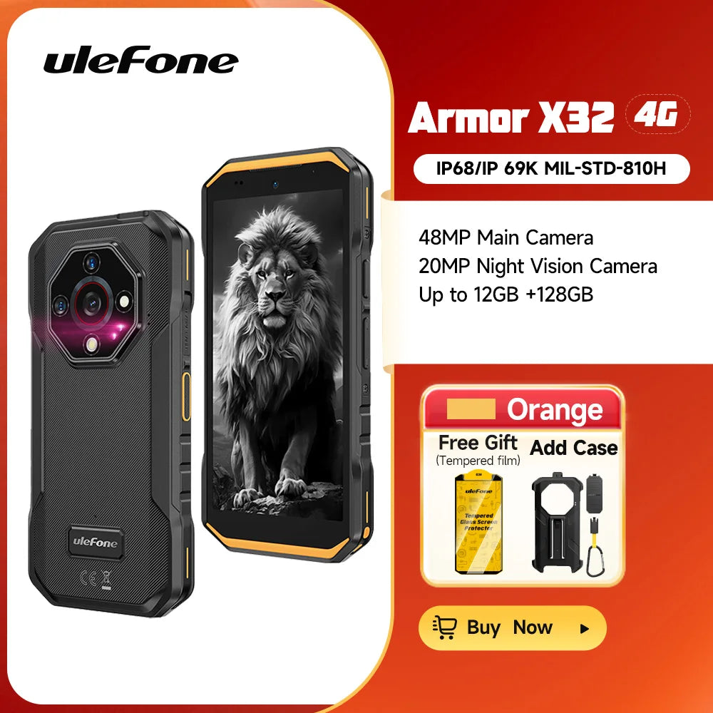 Ulefone Armor X32 4G Smartphone resistente Android 14 resistente al agua hasta 12GB RAM 128GB ROM NFC visión nocturna