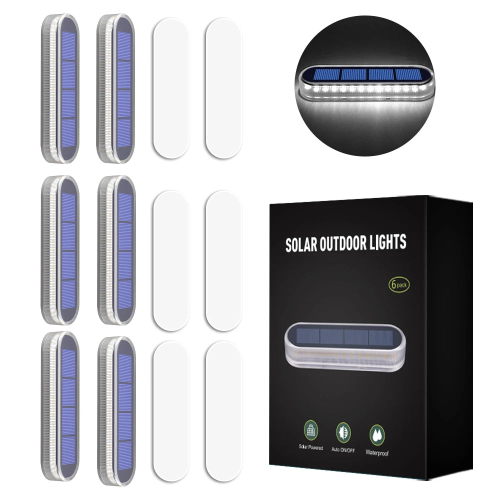 Solar Step Lights Waterproof IP68 Auto On/Off Path Lights Solar Powered Light Bar Solar LED Ground Stairs Floor Lights