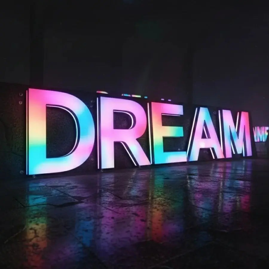 Letrero de metal RGB personalizado con letras LED luminosas para exteriores, letrero de tienda, letrero publicitario 3D de acrílico para decoración de negocios